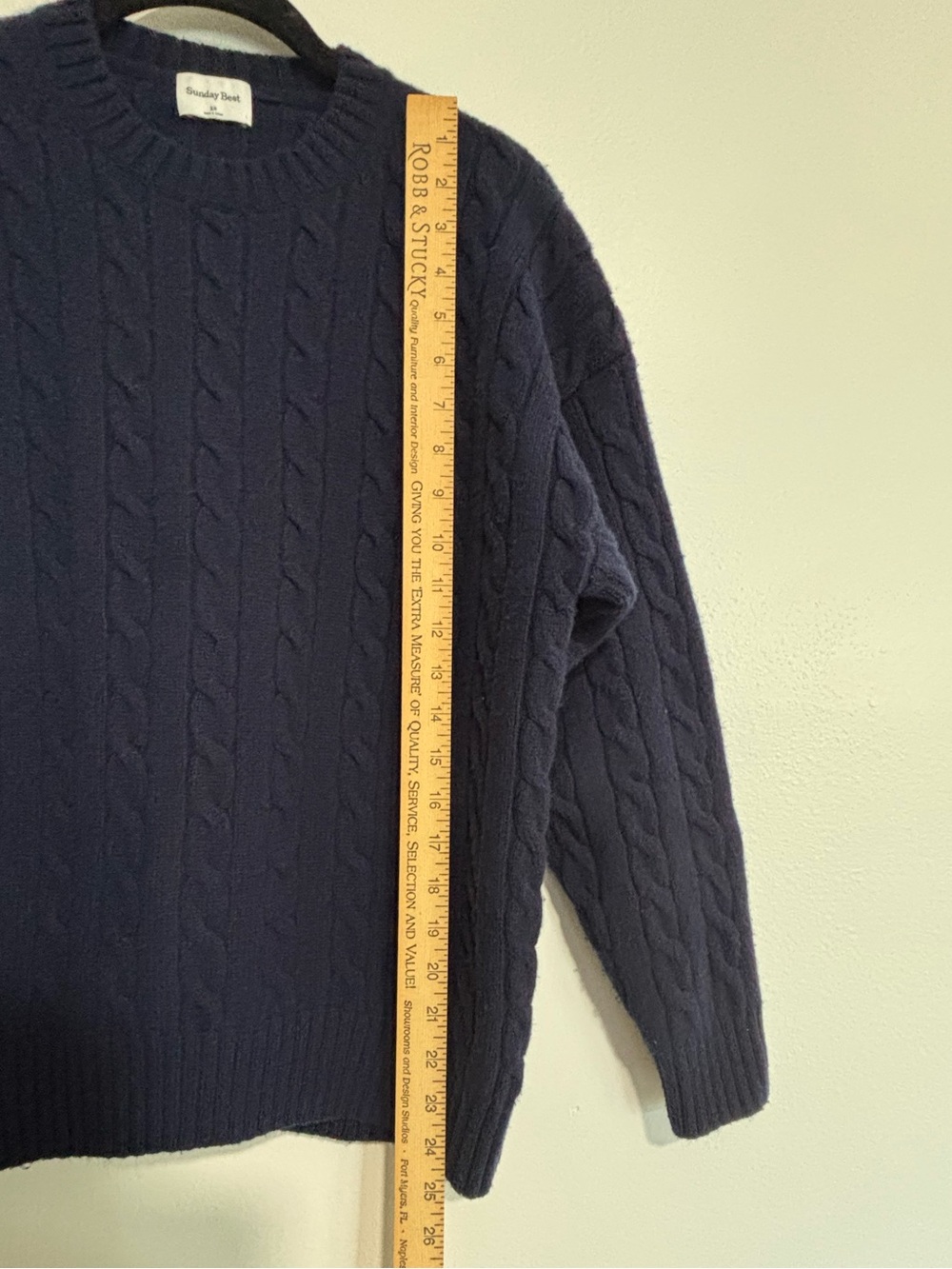 Sunday Best - Navy Cable Knit Crewneck Sweater - Picture 4 of 10